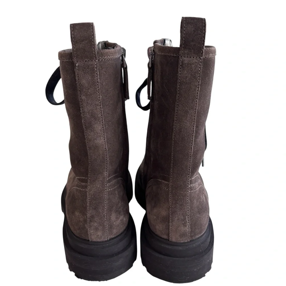 BRUNELLO CUCINELLI Brown Suede Boots with Monil Chain Sz 37